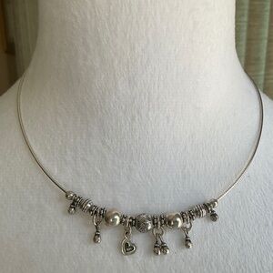 - Sterling Silver Omega Necklace with Beads and Charms